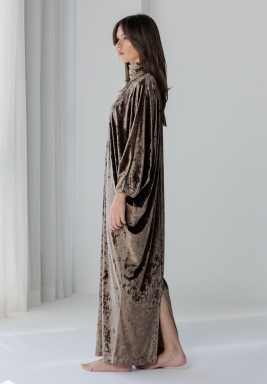 Khaki Velvet Kaftan 