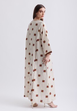 Yellow Cotton Linen Maxi Kaftan 