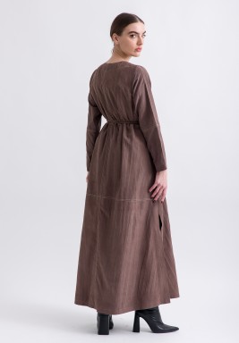 Brown Cross Neck Set