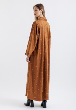 Tan Suede Emblished Kaftan