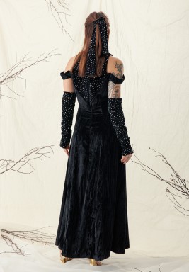 Amal Black Velvet Dress