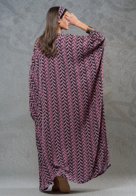 Pink Maxi viscose Kaftan with a Hair Crown 
