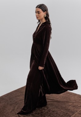 Brown Fitted Waist Jacket and Pants Set