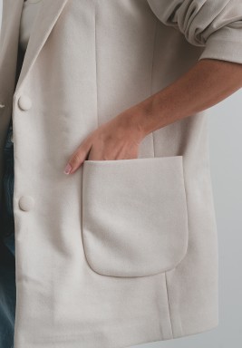 Cream Suede Oversized Blazer