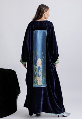 Velvet Bisht Fully Lined with Silky Crepe & Velvet Dress