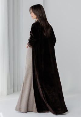 Brown Knit Velvet Set 