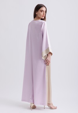 Light Pink Embroidered Heavy Satin Kaftan 