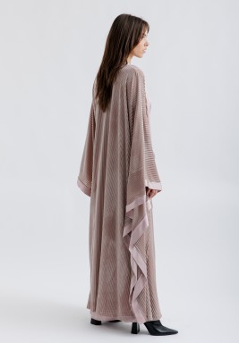 Rose Gold Velvet Bisht with Silk Dress Set