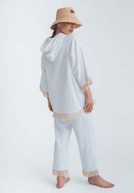 White Top & Pants Coverup (Long Sleeve) 