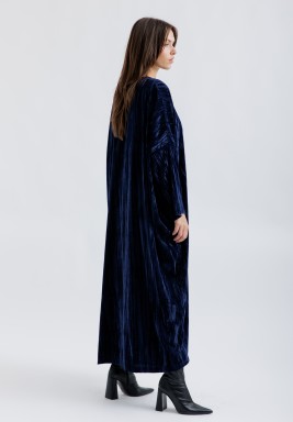 Midnight Blue Shades Velvet Bisht Set