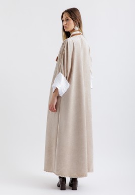 Signature Velvet Beige Yarn Kaftan