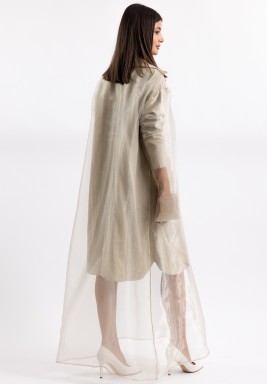 Beige Organza Shirt Dress Set 