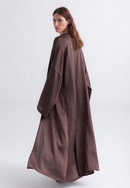 Brown Velvet Top, Skirt & Bisht Set 