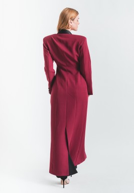 Burgendy Fitted Maxi Blazer