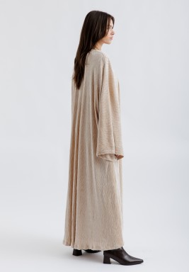 Beige Velvet Halter Neck Dress Set