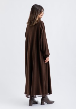Brown Knit Dress and Bisht Set