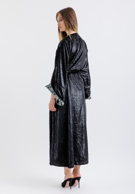 Lubdah Black Velvet Abaya