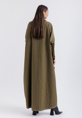 Olive Green Kaftan With Light Pad Scarf