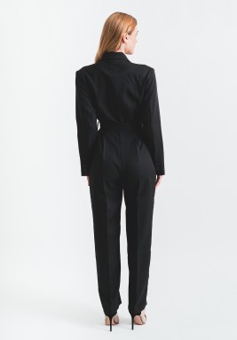 Oversized Suit Jumpsuit in Black Fabric 