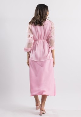 Pink Organza Shirt and Dress Set