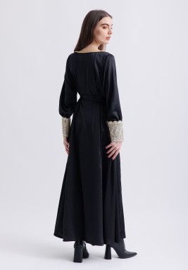Black Cotton Maxi Kaftan 