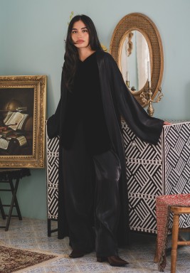 Black Velvet Waistcoat Pants Set 