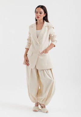 Beige Crepe Blazer 