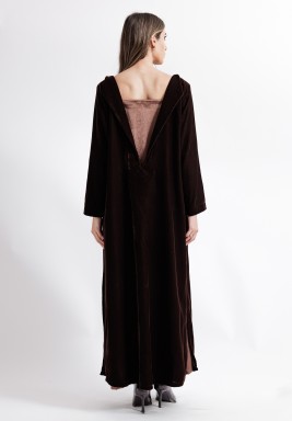 Chocolate Brown 2 Piece Velvet and Silk Kaftan