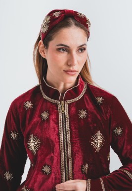 Maroon Embroidered Headband