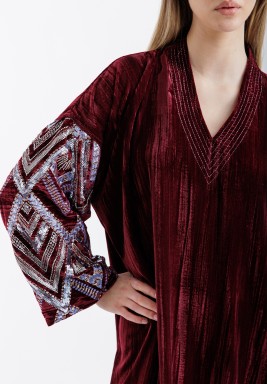 Glam Sleeves Burgundy Kaftan