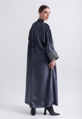 Blue Oriental Velvet Middle Embroidery and Side Velvet