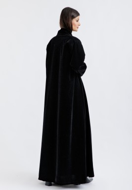 Black Embroidered Dress and Bisht Set