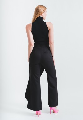 Black Pants with Folded Design from Front