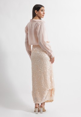 Soft Peach Shirt & Skirt Set