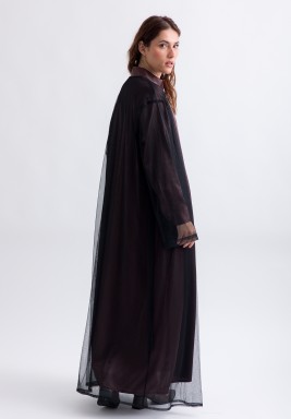 Brown Shimmer Tulle Kaftan