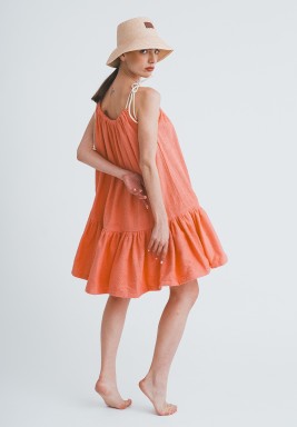 Coral Sleeveless Towel Dress