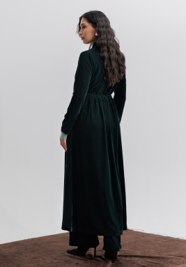 Dark Green Fitted Waist Jacket and Pants Set