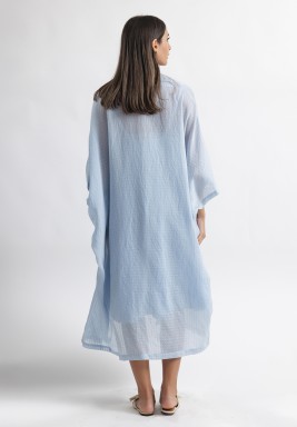 Baby Blue Dress & Bisht Set