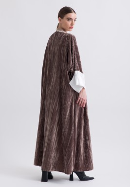 Signature Etoupe Velvet Kaftan - Embroidered Middle