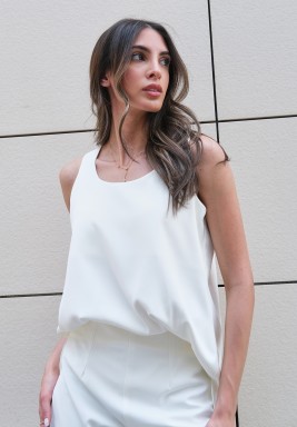 Cream Crepe Silk Top