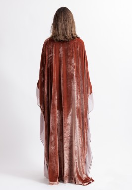 Rose Gold Velvet Belted Bisht Set
