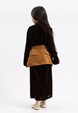 Brown Velvet Dishdasha and Embroidered Belt Skirt 