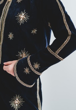 Navy Blue Velvet Aura Jacket 