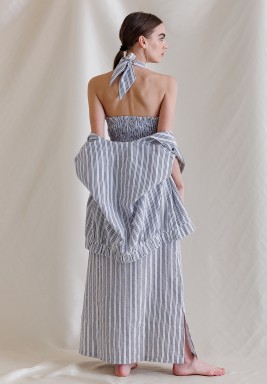 Dark Grey and White Halter Set