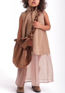 Brown Suede Gargean Bag with Braided Strap