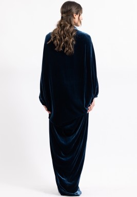 Azure (Blue) Asymmetrical Velvet Dress