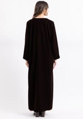 Chocolate Brown 2 Piece Velvet and Silk Kaftan