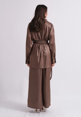 Metallic Bronze Set with Braided Belt 