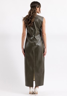 Olive Leather Dress 