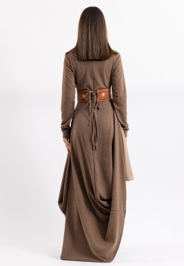 Beige Drape with star Embroidery Belt 